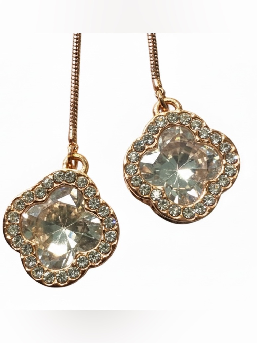 Rose Gold Bolo Tie Style Crystal Drop Snake Chain Necklace - Women's Jewelry - Picture 2 of 4